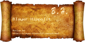 Blayer Hippolit névjegykártya